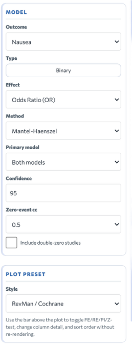 Coventra analysis model settings panel