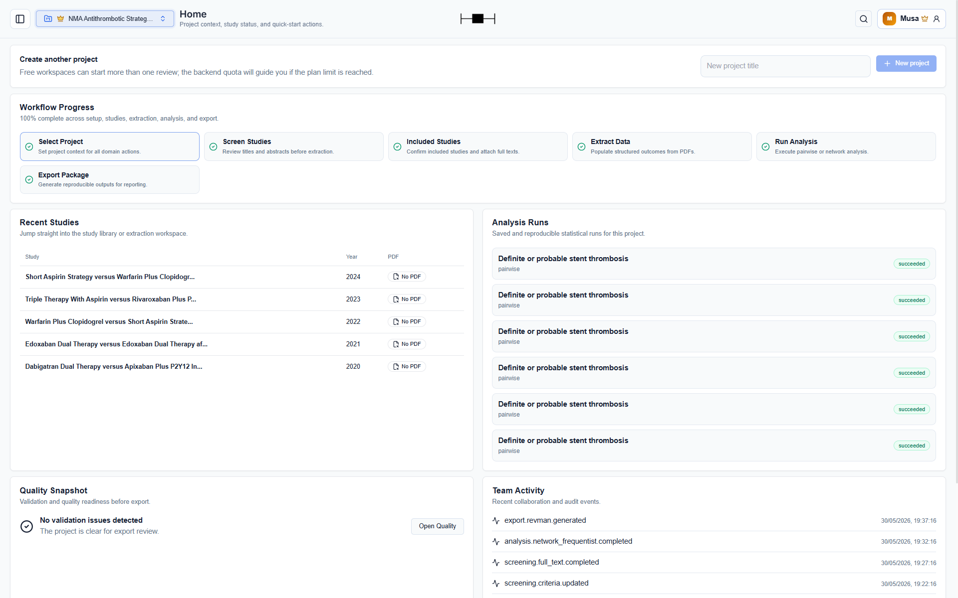 Coventra — workspace overview